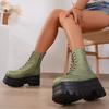 Large Size Platform Versatile Leather Boots 24 New British Style Retro Wedge Heel Printed Martin Boots Women