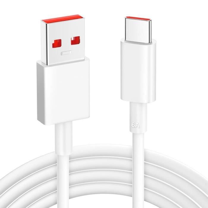 Câble USB-C - BOOLING - Charge Rapide 6A - 1 Mètre - Compatible Xiaomi Redmi Note 11 12 13 14