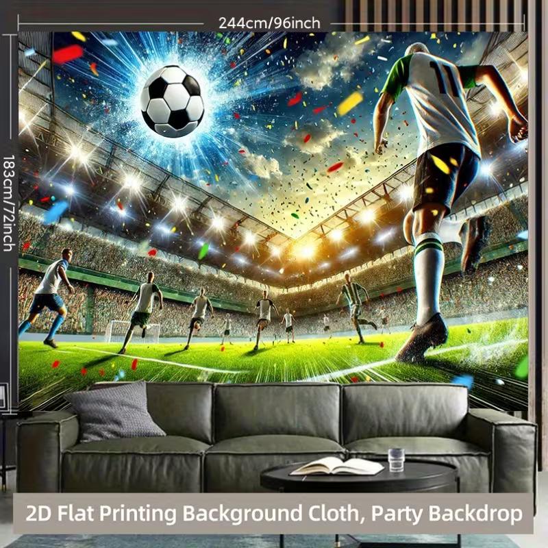 2D Flat Printing Football Stadium Photography Backdrop for Soccer Themed Birthday Party