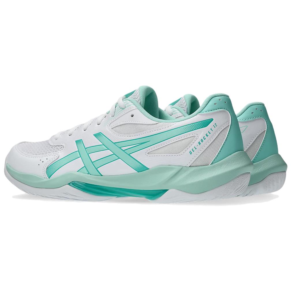 Asics GEL ROCKET 12 Искусственная кожа Удобная поддержка Волейбольные кроссовки Унисекс Белый Зеленый 1073A080-104