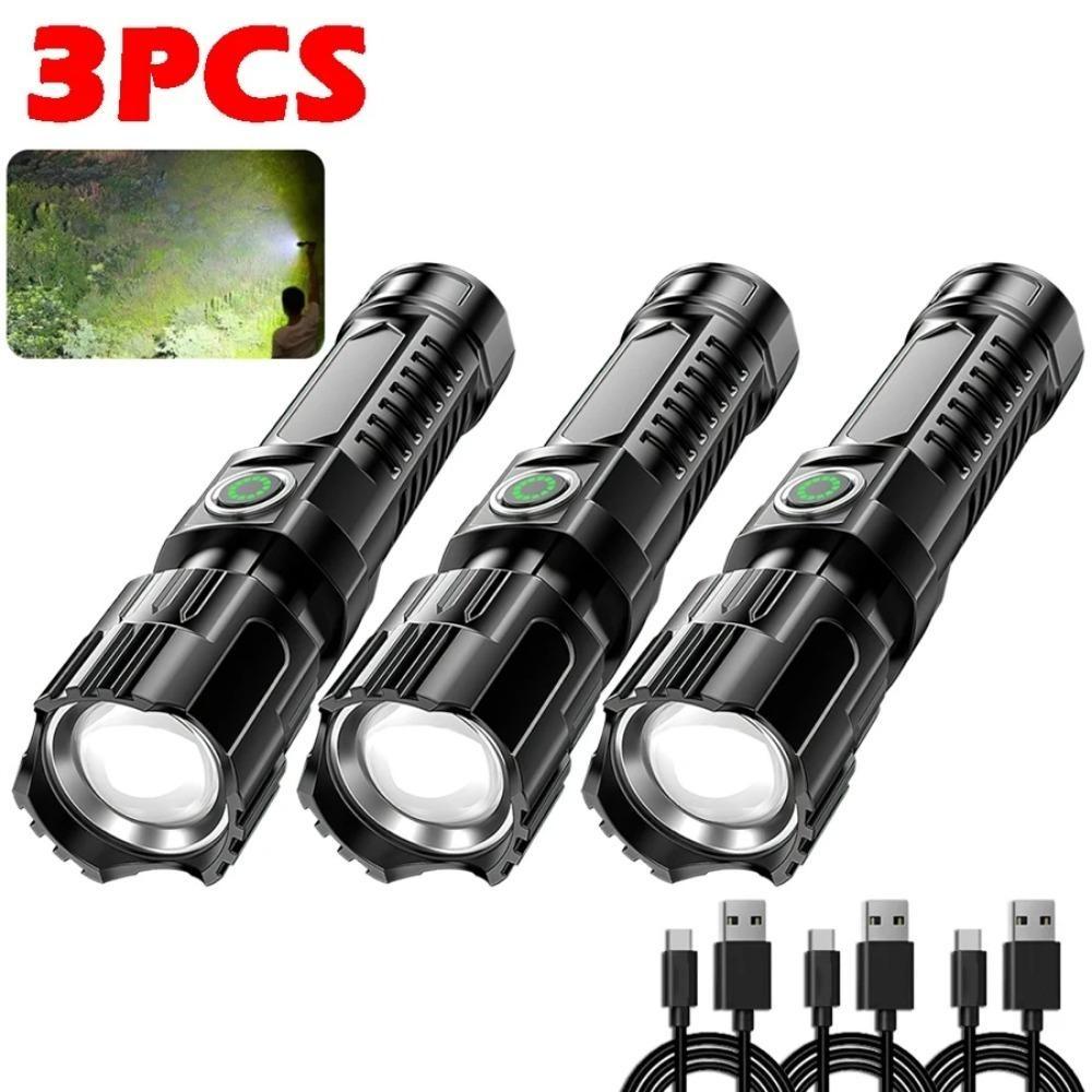 60W Super Powerful LED Flashlight Zoom Tactical Torch Built-in Battery USB Rechargeable Waterproof Lamp Ultra Bright Lantern