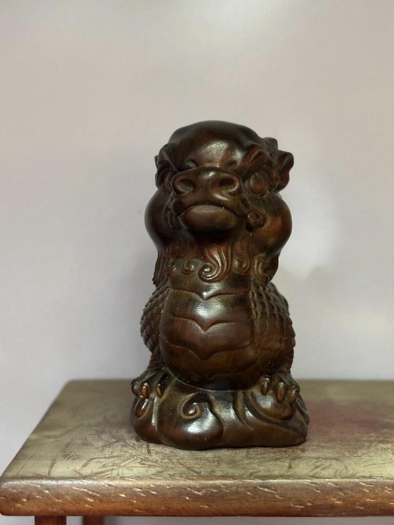 Chinese Dragon Statue Loong Animal Figurine Wooden Christmas Ornament Home Decor