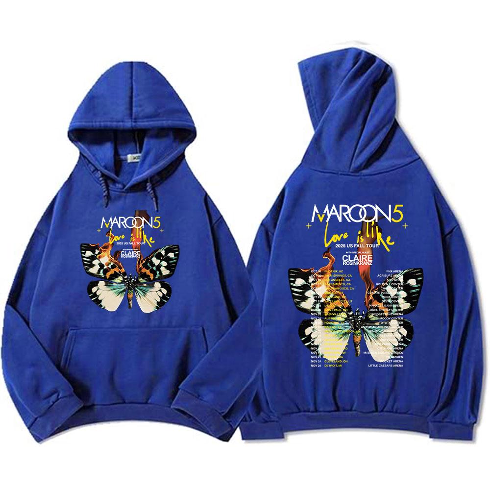 Love Is Like Tour Толстовки MAROON 5 Графические свитшоты с длинным рукавом Мужские худи с капюшоном Уличная одежда Хип-хоп Мужская толстовка