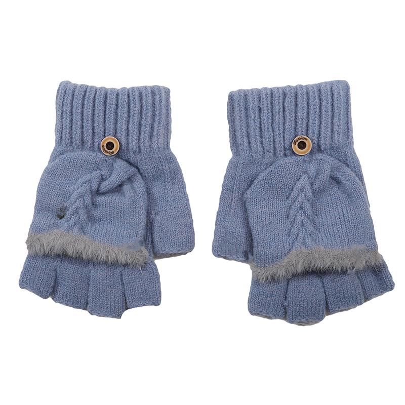 Fingers Free Wool Gloves Women Knitted Flip Fingerless Exposed Finger Gloves Mittens Winter Warm Thickening Female Mitts