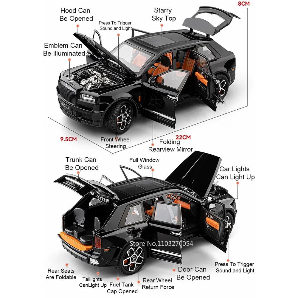 1:24 Модель из сплава Land Rover Range Rover Defender Cullinan Литая игрушечная машина Открывающиеся двери Звук Свет Транспортные средства Детские рождественские подарки