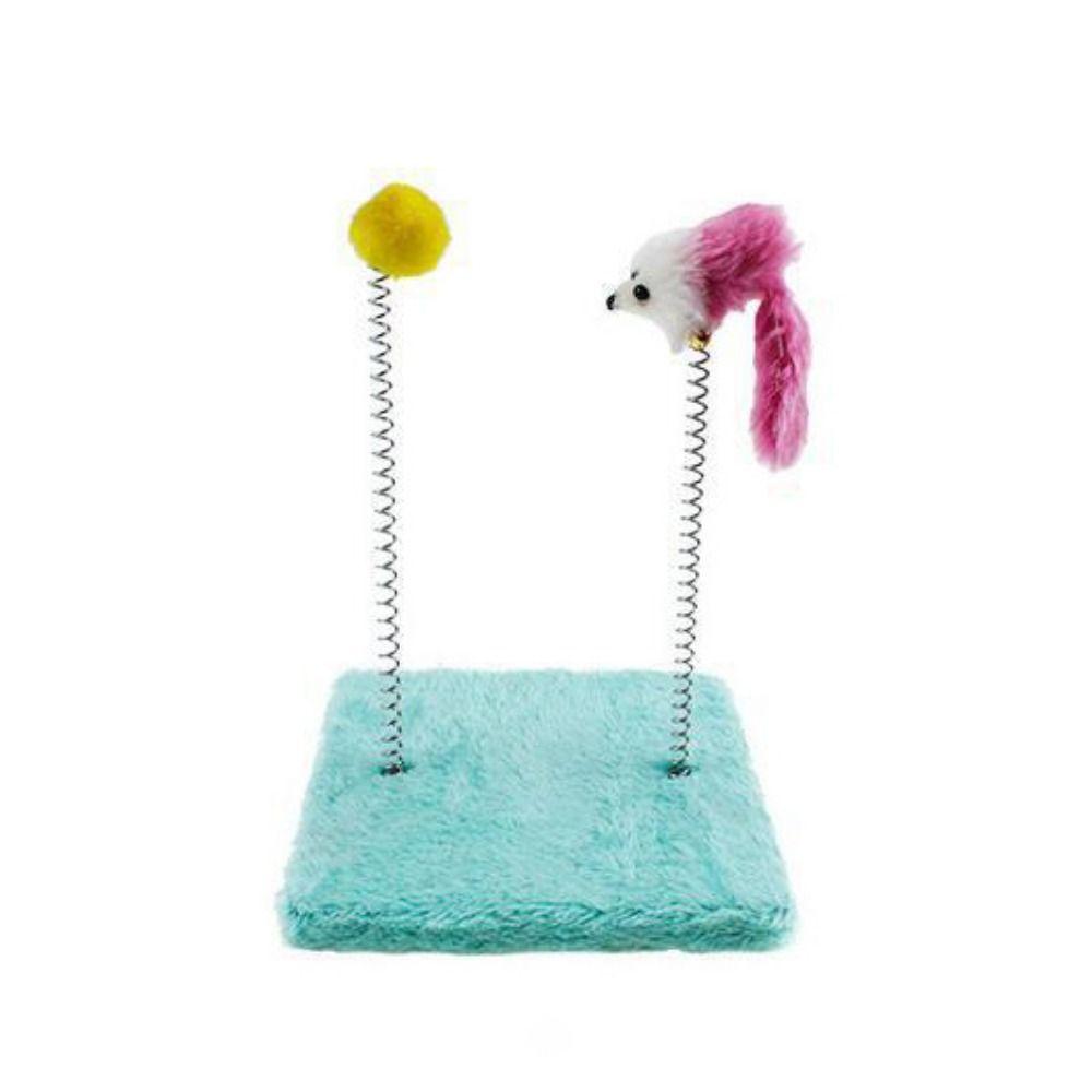 Когтеточка для кота с колокольчиком и мышкой. Плюшевая мышь-кошка, лазающая по дереву. Самопривет.