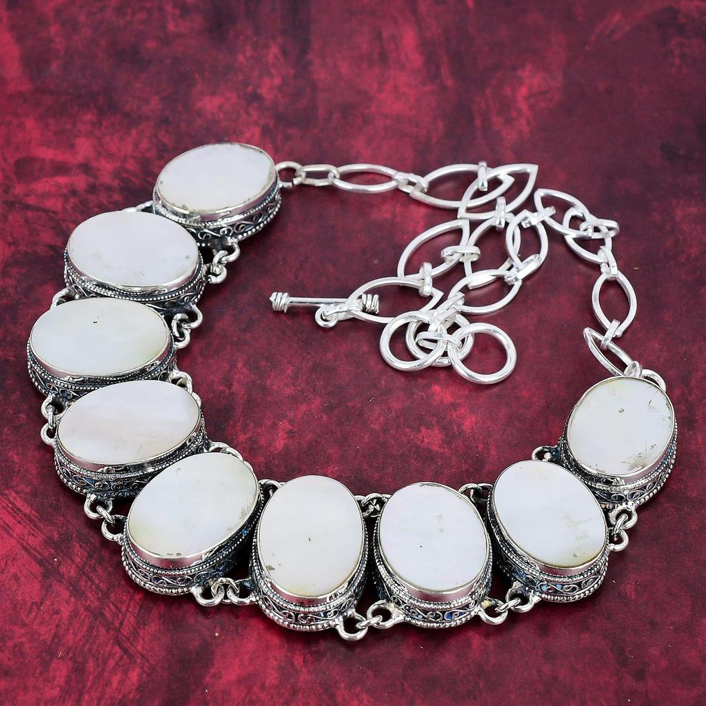 Ожерелье из перламутра, ожерелье из цельного серебра 925 пробы, ювелирные изделия ручной работы с драгоценными камнями, подарки для жены, совершенно новое ожерелье