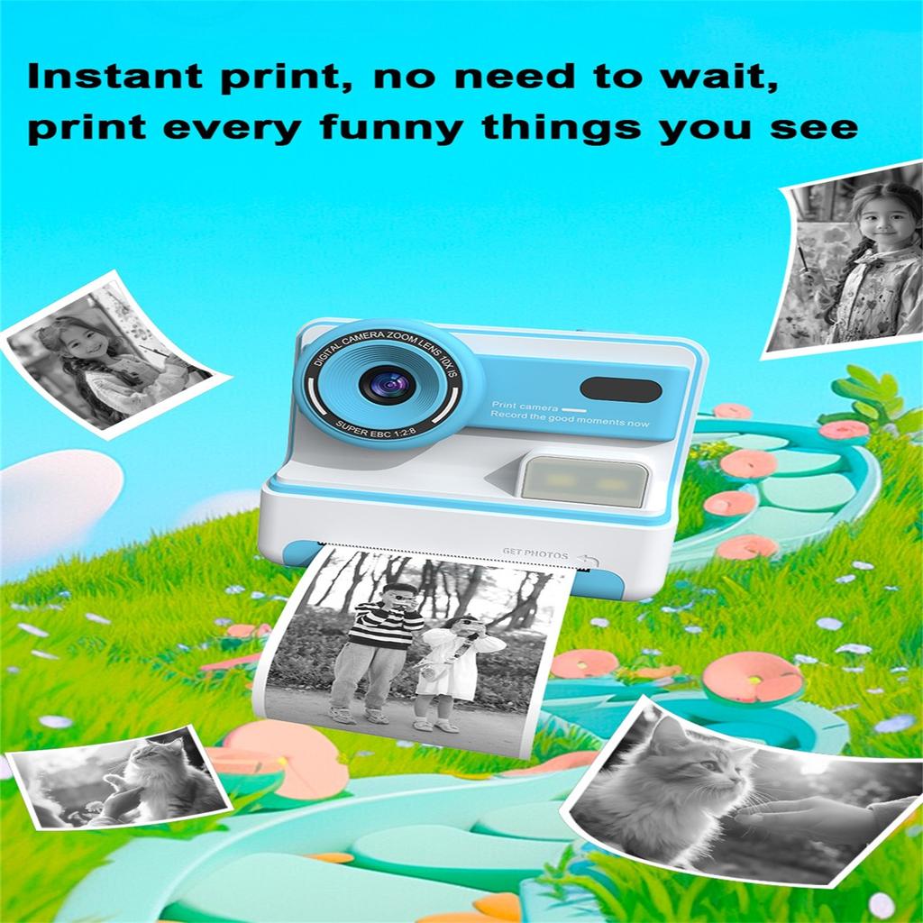 Детская фотокамера с функцией мгновенной печати, фронтальной и тыловой камерами, 2,4-дюймовым экраном высокой четкости, детская фотокамера с функцией печати