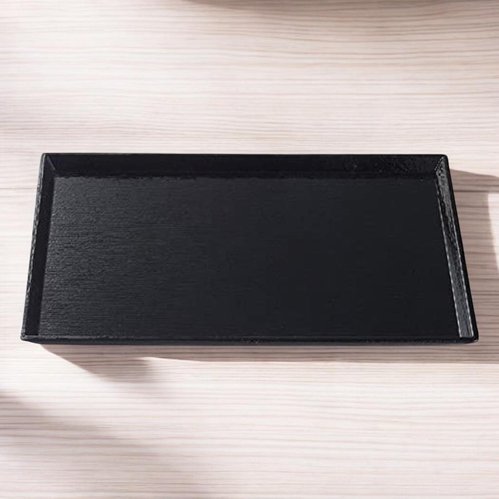 Seiryu Long Tray Lacquerware Made In Japan J-kitchens (42cm), Black, Non-Slip, (ABS Resin),