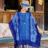 Blue Tassel Cape Shawl for Women's Spring and Summer New Product,sun Protection Beach Towel Trendy
