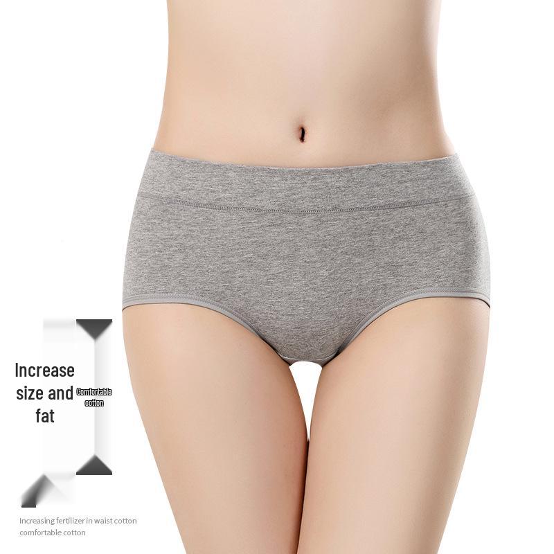 Solid Color Mid-Waist Plus Size Pure Cotton Women's Underwear