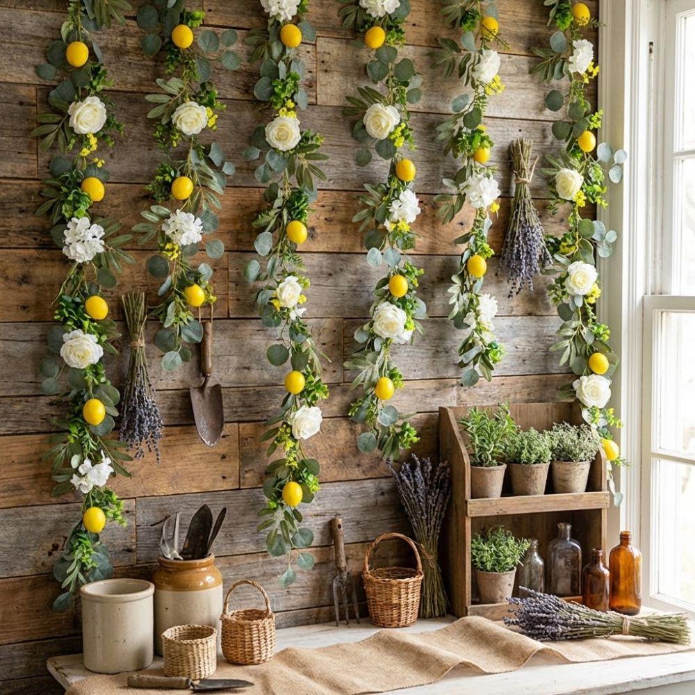Realistic Lemon Vine Decor Greenery Simulation Lemon Vine Faux Lemon Wreath  Wedding Party Decor