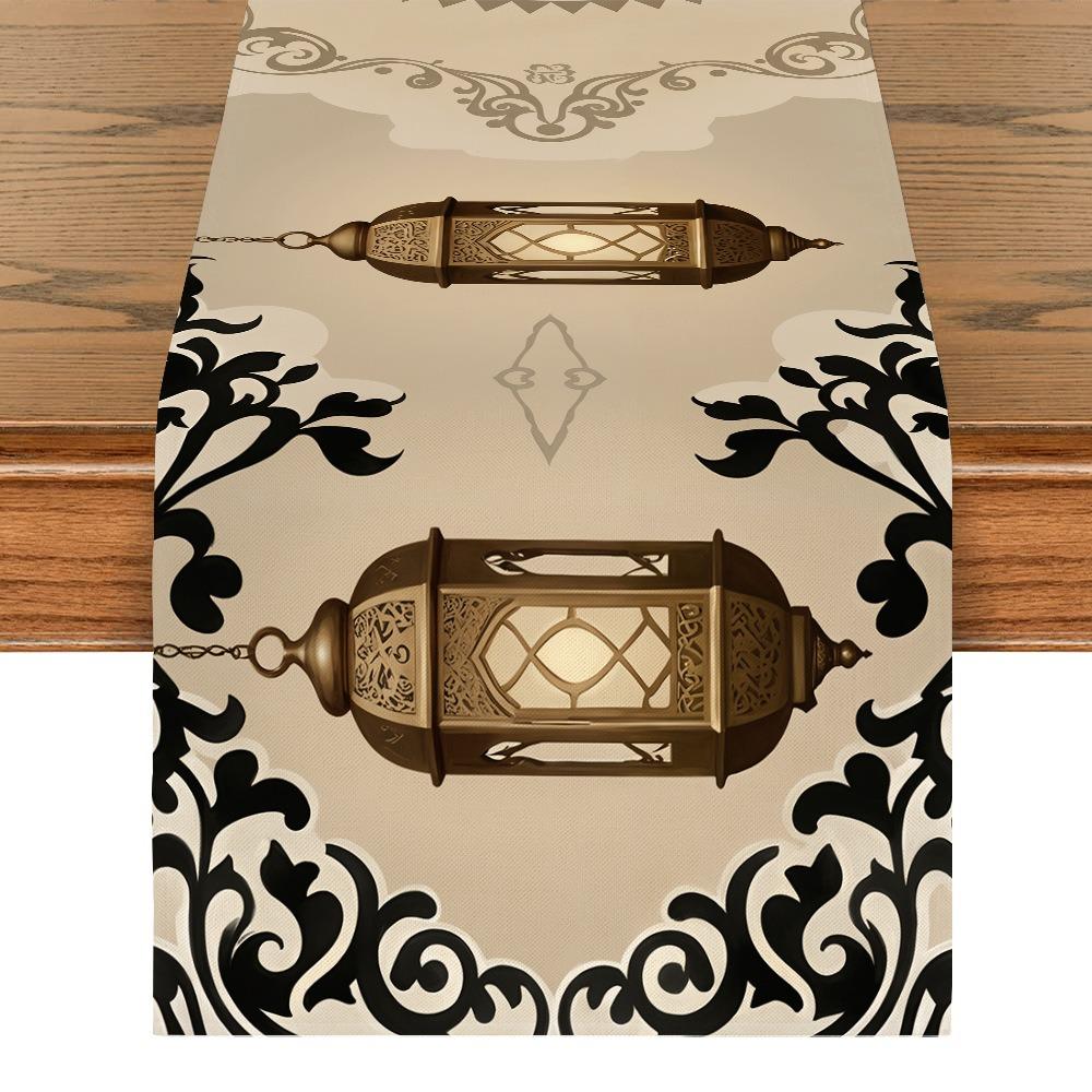 Vintage Moon Star Table Runner Washable Dinner Table Cloth Ramadan Table Runner Kitchen