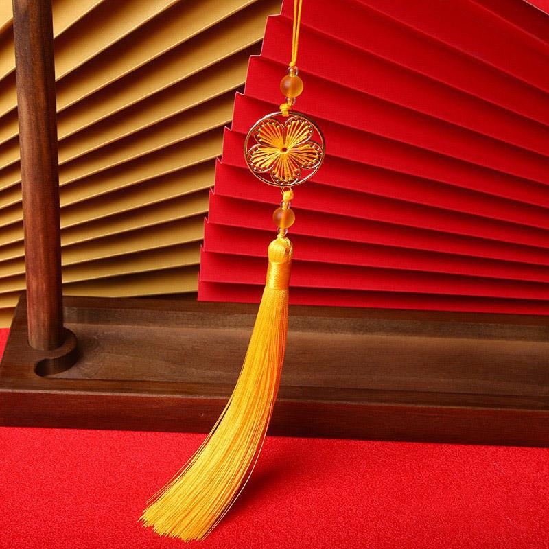 1PC Craft Thousand Leaf Tassel Pendant Polyester Peach Blossom Tassel Beads Charms