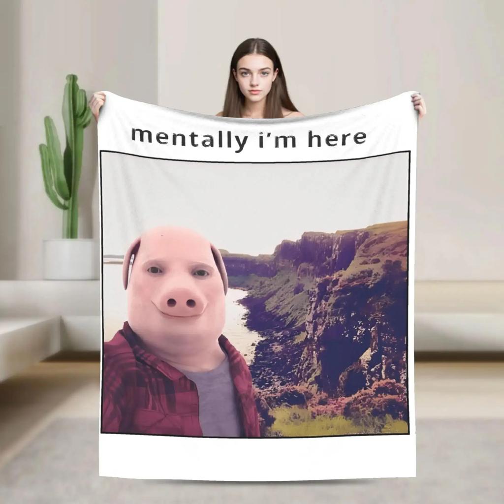 Super Soft Funny Meme Throw Blanket  John Pork Shoutout Design Comfortable Bedspread for Kids Bedroom or Sofa Decor