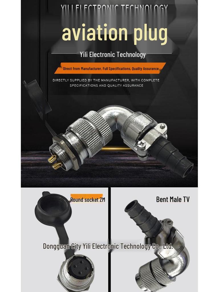 WF28 90° Male-Female Aviation Plug M28 Square Flange Waterproof IP67 Connector