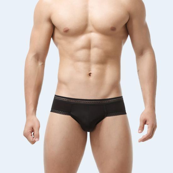Men Briefs Solid Color Low-rise Ice Silk Briefs U-Convex Large Space Not Tight