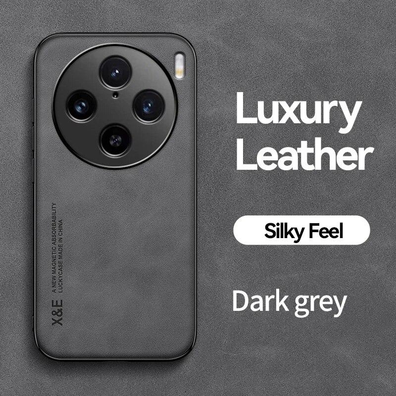 KEYSION Luxury Retro PU Leather Case for VIVO X100 Pro 5G Soft Silicone+PC Shockproof Phone Back Cover for VIVO X80 Lite