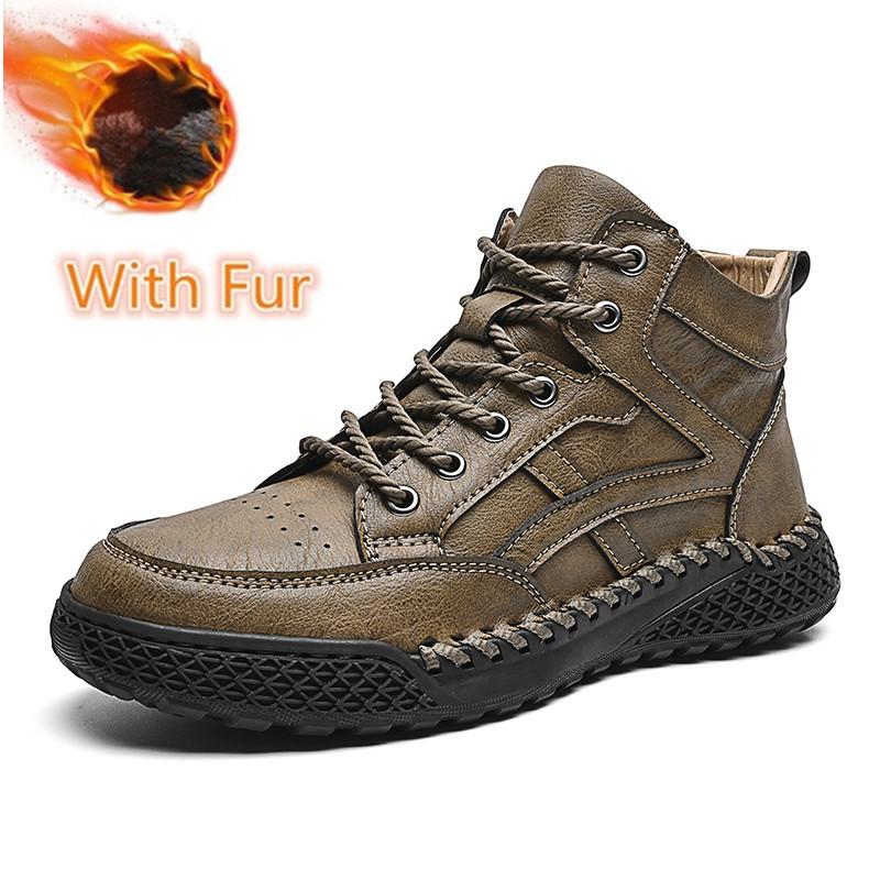 Men Leather Fashion Low Top Hiking Shoes 2024 Male Lace-Up Comfortable Sale Winter Boots Classic Luxury Brand Outdoor Ankle Boot