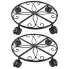 2 Pcs Metal Plant Caddy with Wheels Heavy-duty Flower Pot Stand with Casters Indoor Outdoor Rolling Plant Stands for Potted Plants