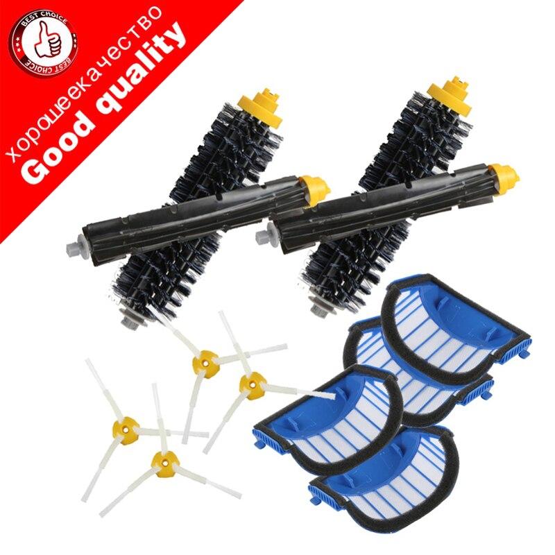 4 синих фильтра AeroVac + 2 комплекта основных щеток + 4 боковых щетки для iRobot Roomba 600 Series 620 630 650 660, сменный аксессуар