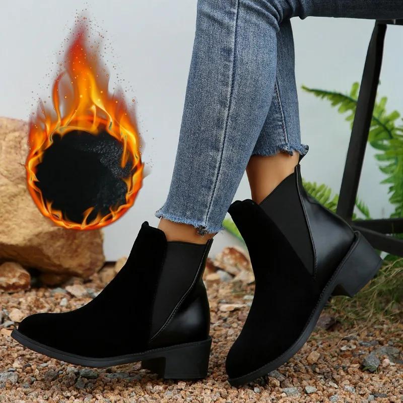 Fashion Stylish Warm Winter Short Boots 2024 Classic and Versatile Women's Western Boots Autumn Fashion Leopard Print Ladies Shoes