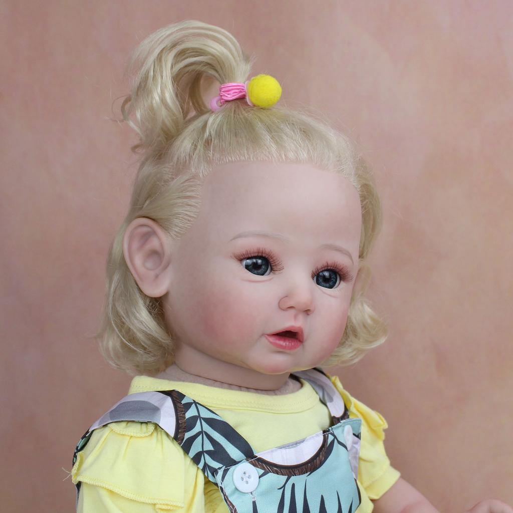 BZDOLL 60cm 3D-Paint Skin Soft Silicone Reborn Baby For Girl Realistic Princess Toddler Art Doll Cloth Body Blond Hair with Vascular