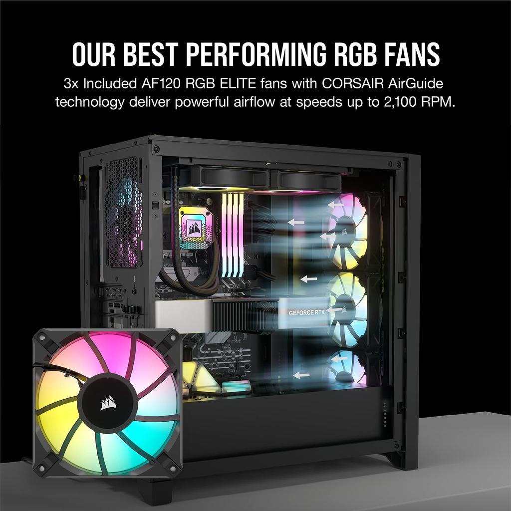 Корпус для ПК CORSAIR iCUE 4000D RGB Airflow Закаленное стекло Черный CS8623 Mid-Tower Мид-тауэр CC-9011240-WW