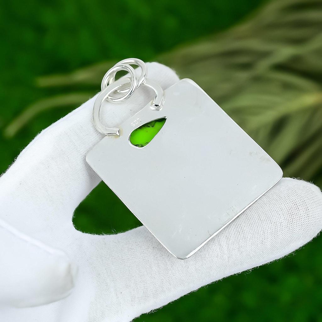 Sisters Day Deal Green Turquoise Stone 925 Sterling Silver Boho Pendant Jewelry