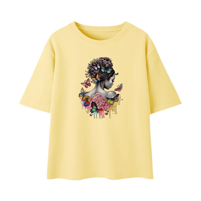 Черная женщина Бабочка Термопереводная наклейка Печать на футболках Наклейки на одежду Толстовки Сделай сам Термопресс Аппликация Утюгом Нашивки