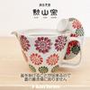J-kitchens Kunzangama Teapot, Small, Hasami Ware, Made in Japan, 240ml, 1-2 Person Capacity, Includes Tea Strainer, Floral Pattern, Red