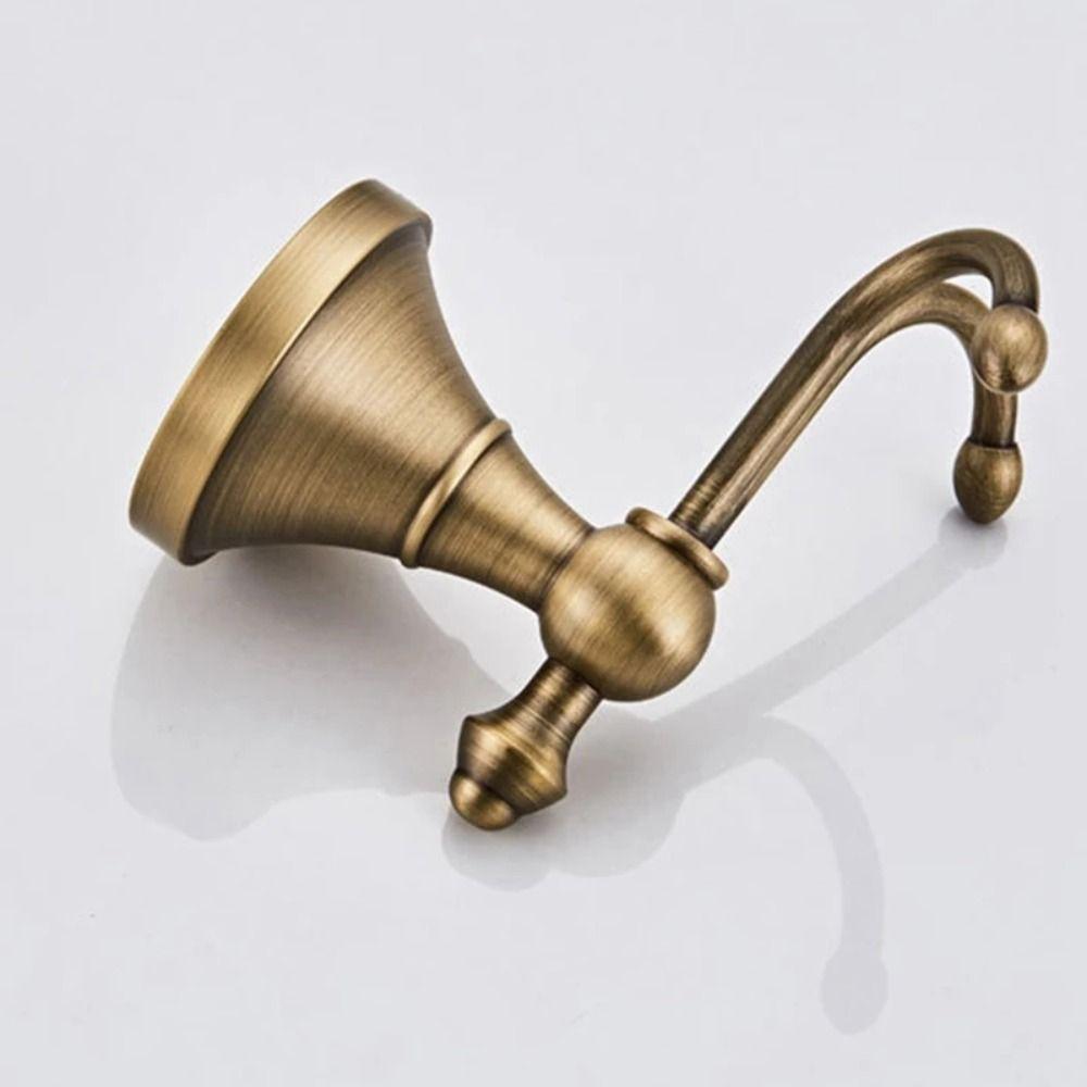 Wall Mount Antique Brass Towel Hook Double Hook Door Wall Hook Retro Robe Hooks  Home Decor