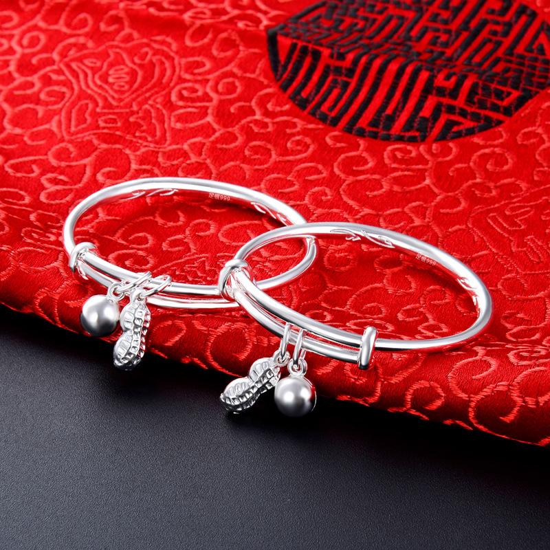 Детский серебряный браслет на ногу в форме полной луны, аксессуары, серебряный детский браслет S999, пара модных детских аксессуаров