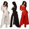 Womens Fashion Elegant Lace Rompers Jumpsuit Sexy Ladies Casual Wide Leg Jumpsuit Three Piece Suit
