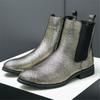 Дизайнерская новинка, зимняя мода, ботильоны челси, мужские остроносые золотые серебристые повседневные ботинки, высокие кеды, zapatos hombre