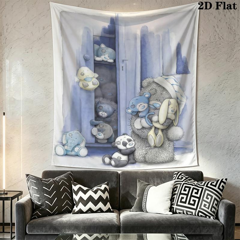 Tatty Teddy Wall Tapestry Aesthetic Wall Hanging Printed Fabric Blanket Decorative Tapestries for Bedroom Living Room Home Decor