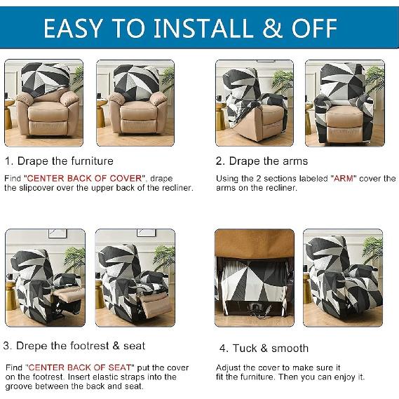 Эластичный чехол для кресла-реклайнера, Принтованные чехлы для кресла, Чехол для дивана-реклайнера, Нескользящий облегающий защитный чехол для мебели, для гостиной, спальни, дома, M
