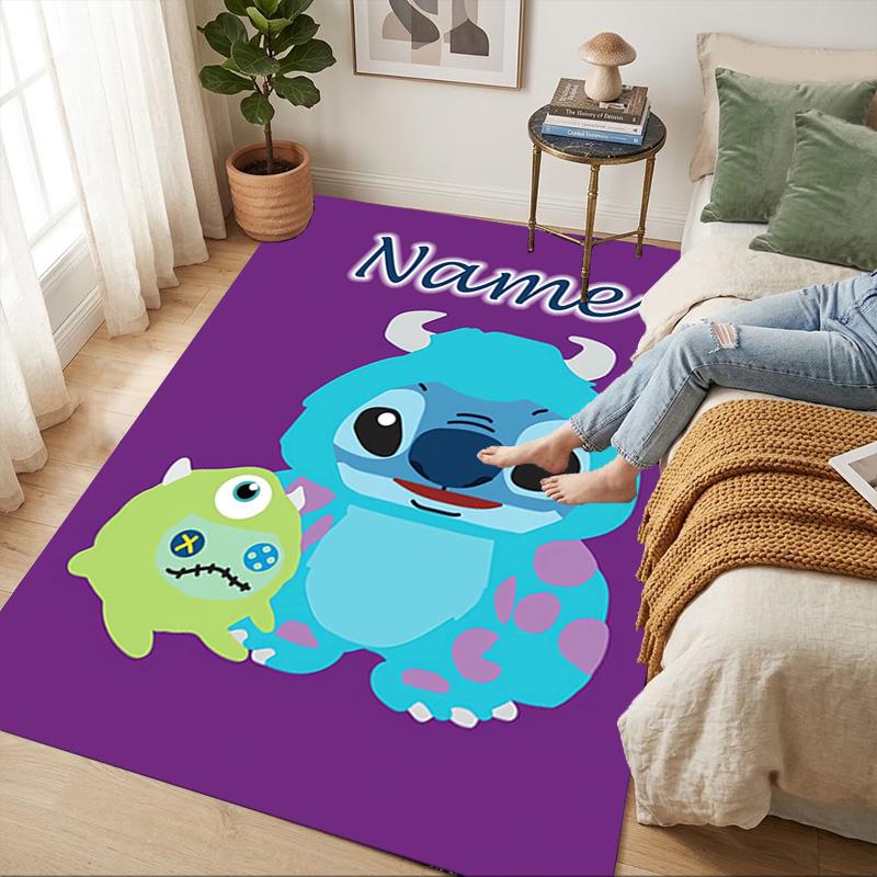 Personalized Name Stitch's Sign Living Room Non-Slip Area Rug Soft Carpet for Bedroom Kids Playroom Sofa Office Home Decor Doormat