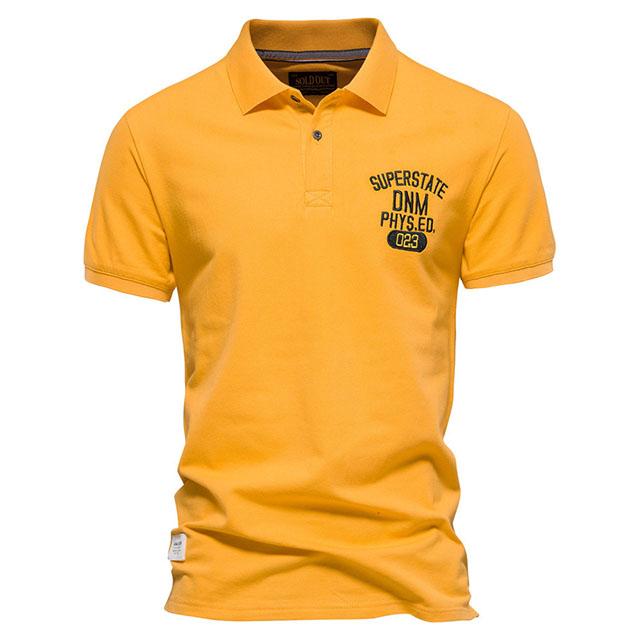 Хлопок с лацканами, короткий рукав, однотонная вышивка, спортивный низ, мужское ПОЛО, большой размер