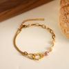 Hot-selling Heart Pendant Stainless Steel Bracelet for Women, Vintage Elegant Pearl Jewelry, Titanium Steel Accessories
