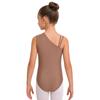 Girls Shiny Rhinestones Dance Leotard Sleeveless Asymmetrical Color Block Bodysuit