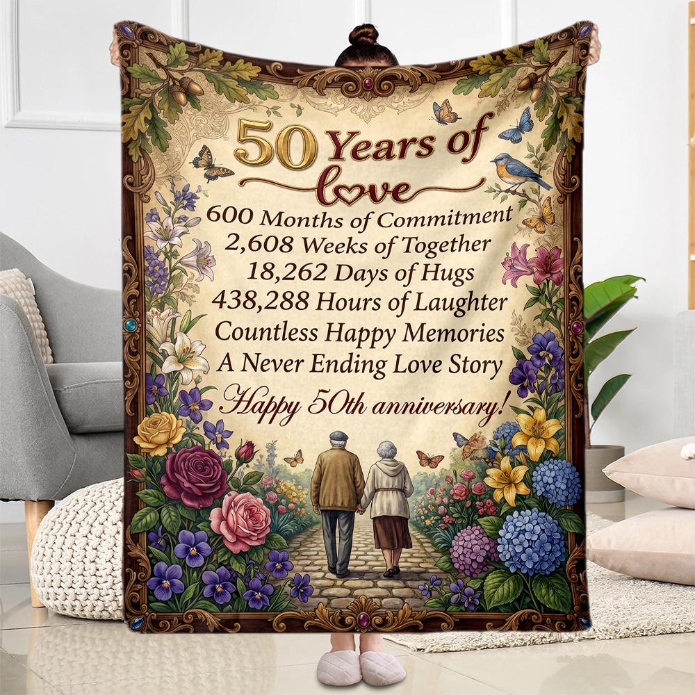 Princess 50th Birthday Celebration Flannel Blanket-Soft and Suitable for Sofas,Beds,Offices,Travel,All Seasons,Great Gift for Holidays and Birthdays.