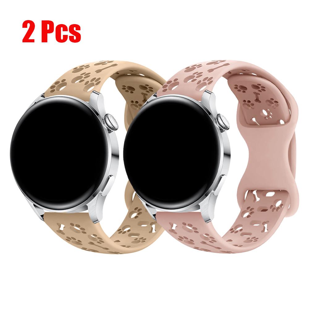 2 шт. Ремешки для Samsung Galaxy watch 4/5/6/7 Гравировка Лапа Собаки Браслет Correa Ремешок Пояс для HUAWEI watch GT 4/5/6/Pro