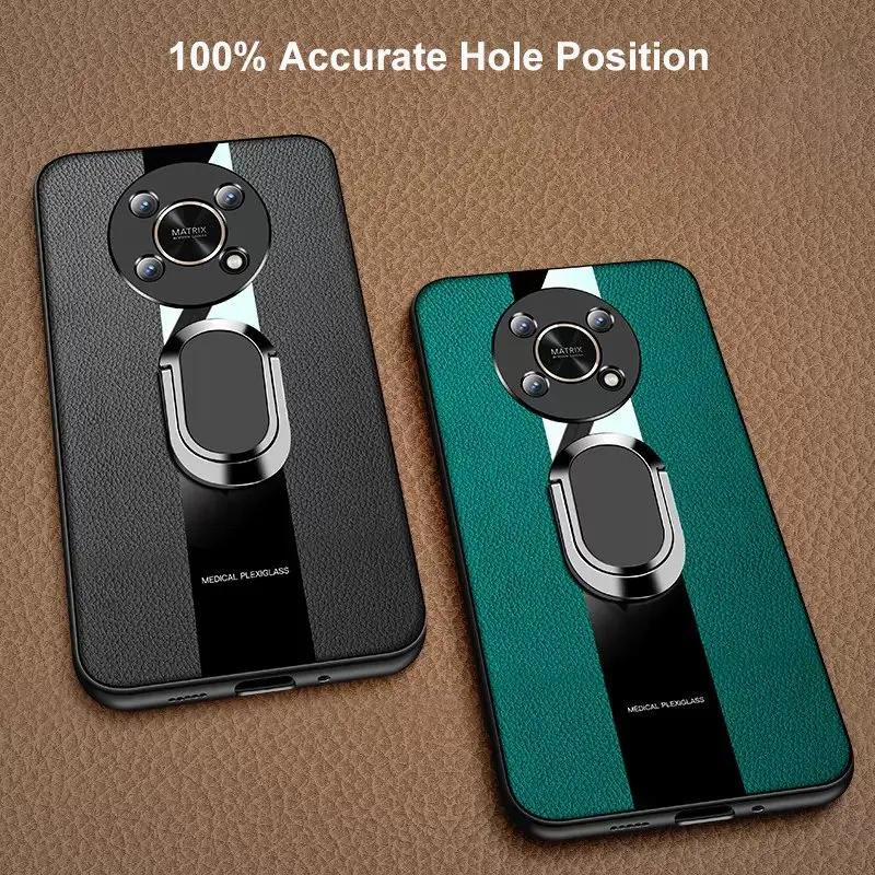 Роскошный чехол из искусственной кожи для Honor X7 X9 5G X10 X30 Max с кольцом-держателем, силиконовый чехол для телефона для Honor X40 GT X7A X7B X8B