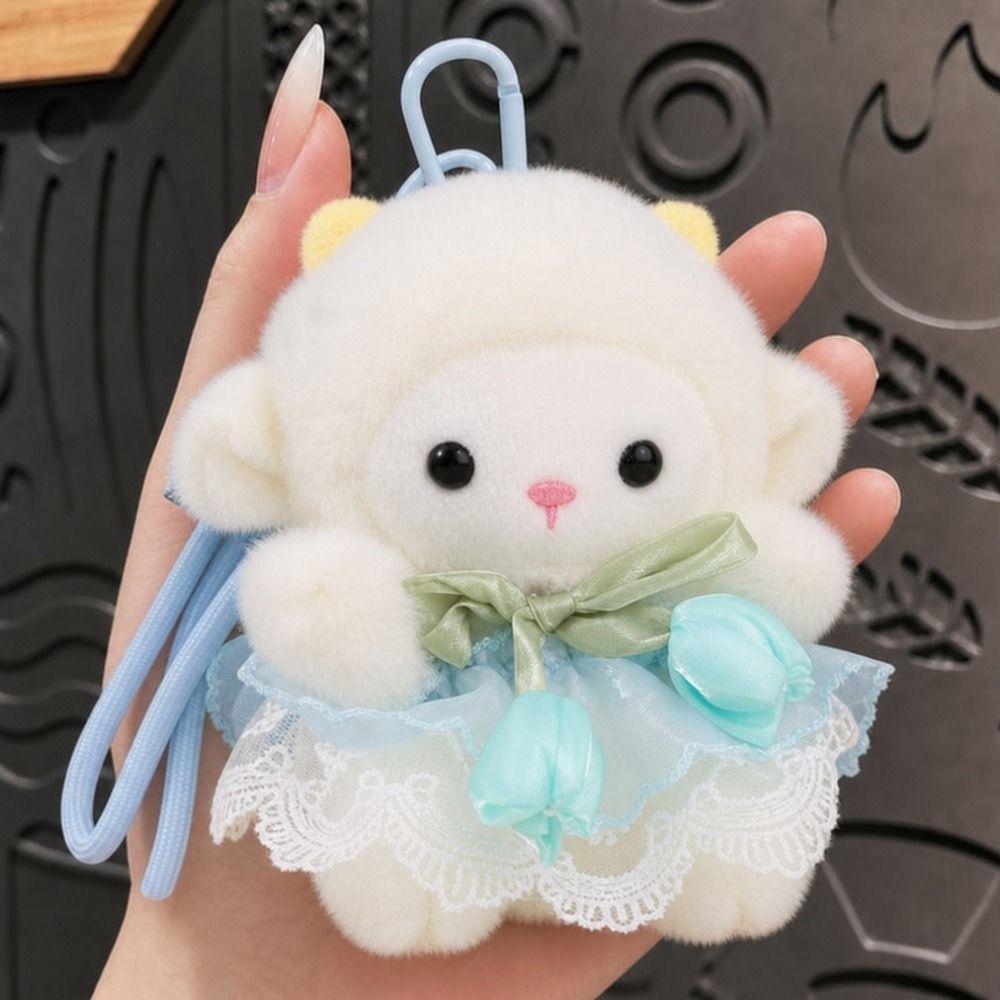 Soft Plush Sheep Keychain Cute Sheep Bag Pendant Key Ring Tulip Lamb Doll Kids Birthday Gifts