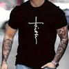 Cross Graphic T-Shirts For Mens Short Sleeve Tops Oversized Summer Clothing Casual Boys T-Shirts Street Male Shirts Tees