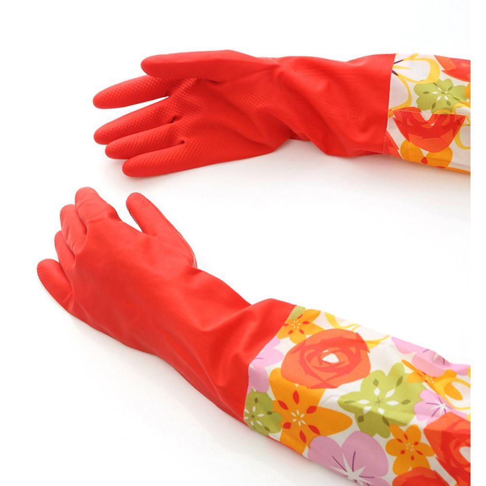 1 Pair Fashion Household Winter Waterproof Rubber Mittens Cleaning Dust Dishwashing Glove