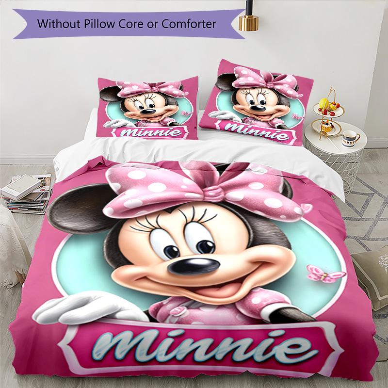 3pcs M-Mouse Design Cover Set - HD Printed Bedding with 1 Cover and 2 Pillowcases - Perfect for Home and Dorm Decor