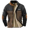 Men's Winter Solid Color Warm Zipper Pullover Windproof Outdoor Pullover Long Sleeve Shirt