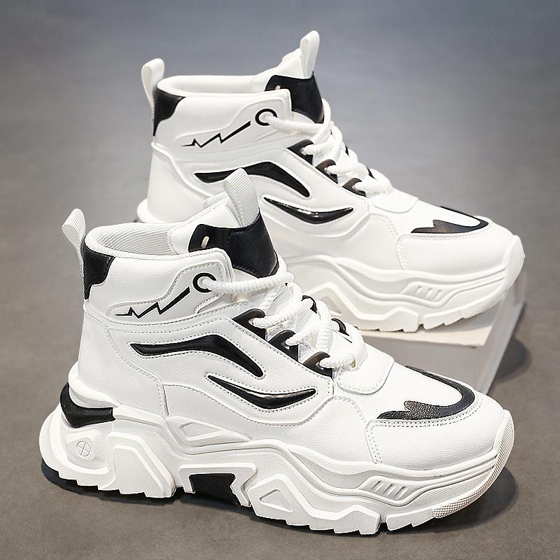 Мужские кроссовки с высоким верхом лето молодежные баскетбольные спортивные большого размера маленькие белые кеды водонепроницаемые и увеличивающие рост повседневные папины ботинки Мартин